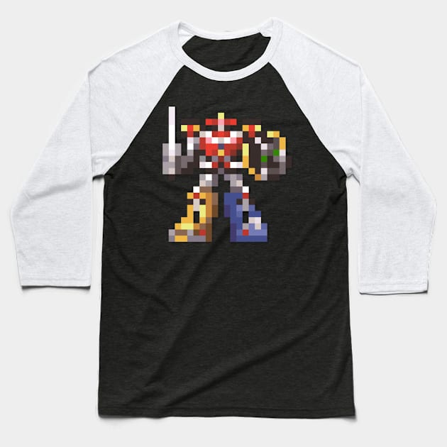 Dino Megazord low-res pixelart Baseball T-Shirt by JinnPixel